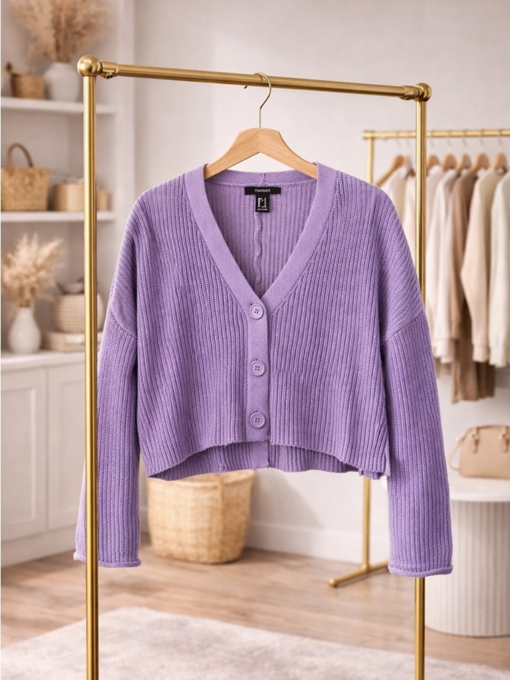 Forever 21 Lavender Cropped Cardigan Button Front Indie Soft Girl Sweater